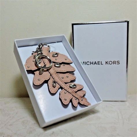 michael kors black key fob|Michael Kors Black Leather Crystal Charm Fern Key Fob .